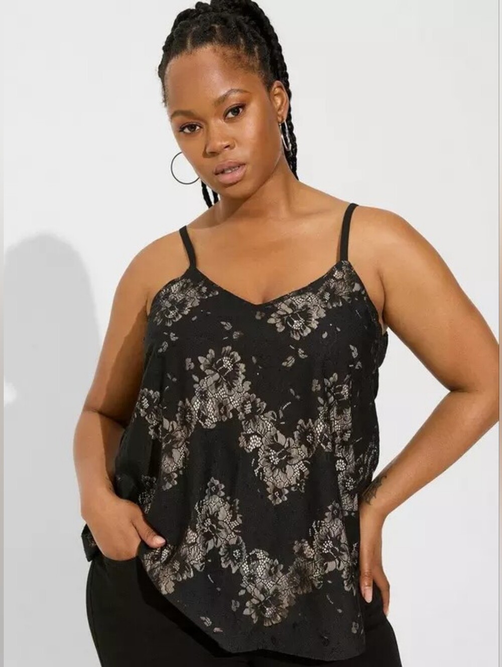 Torrid Sophie Black & Nude Lace Cami Plus Size 3 3x